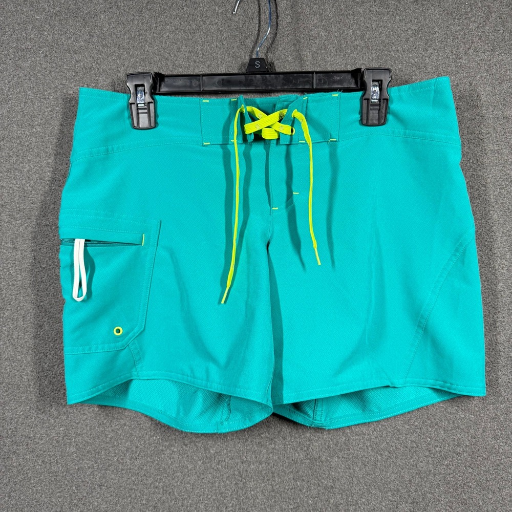 Athleta Womens Teal Green Board Shorts Swim Size 6 553258 Lace Up Cargo Pocket